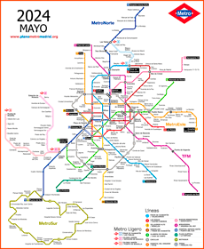 Plan du métro de Madrid 2024