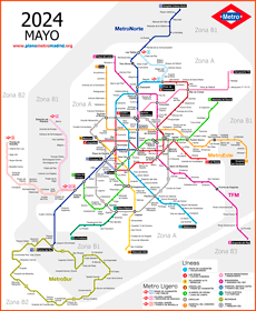 Plano metro Madrid con zonas