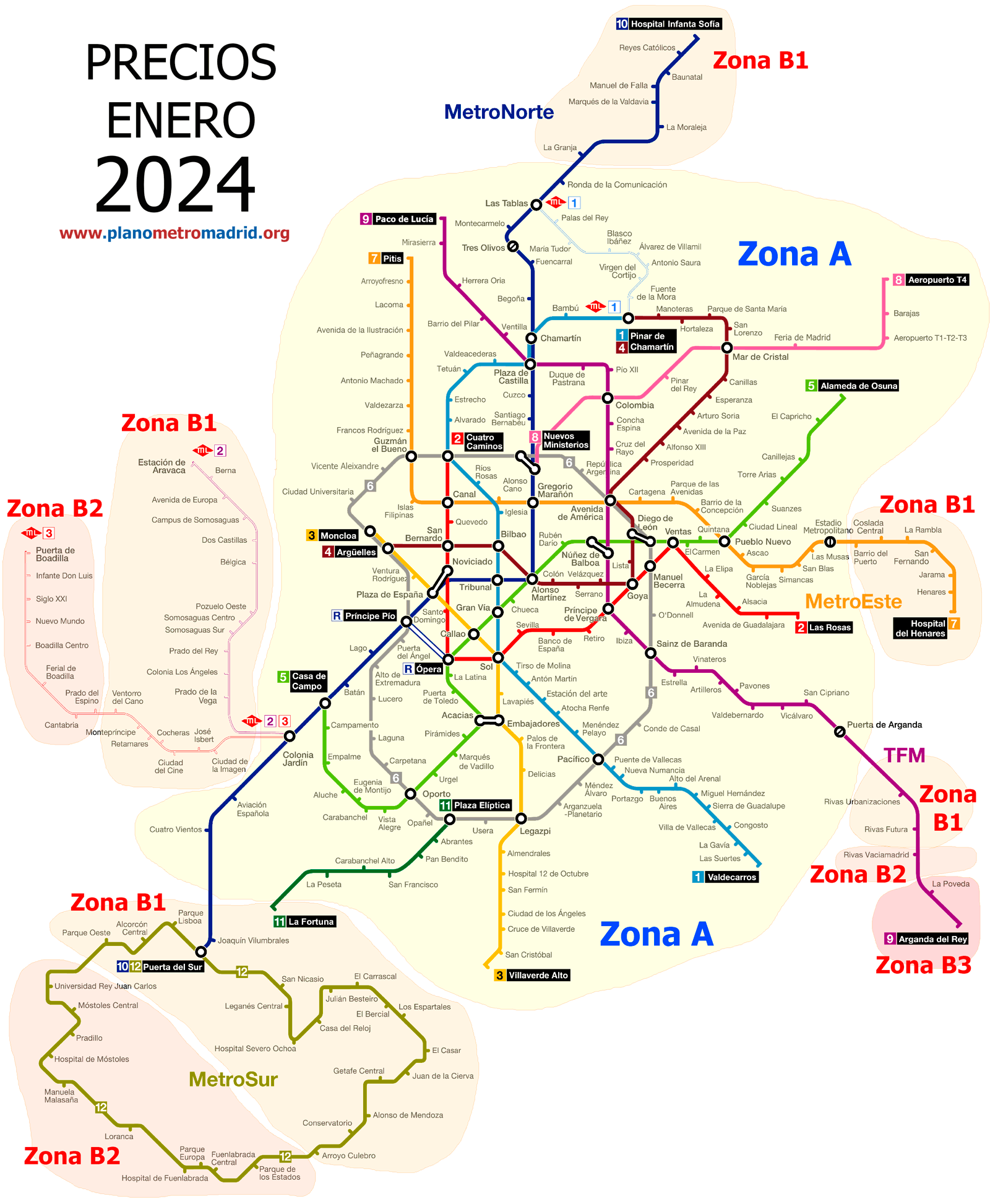 precios y mapa metro madrid