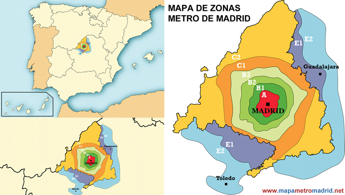 Carte des zones de Madrid